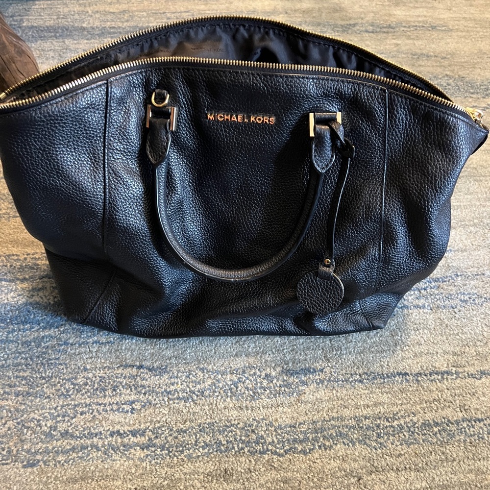 Michael Kors Black Leather Tote Purse